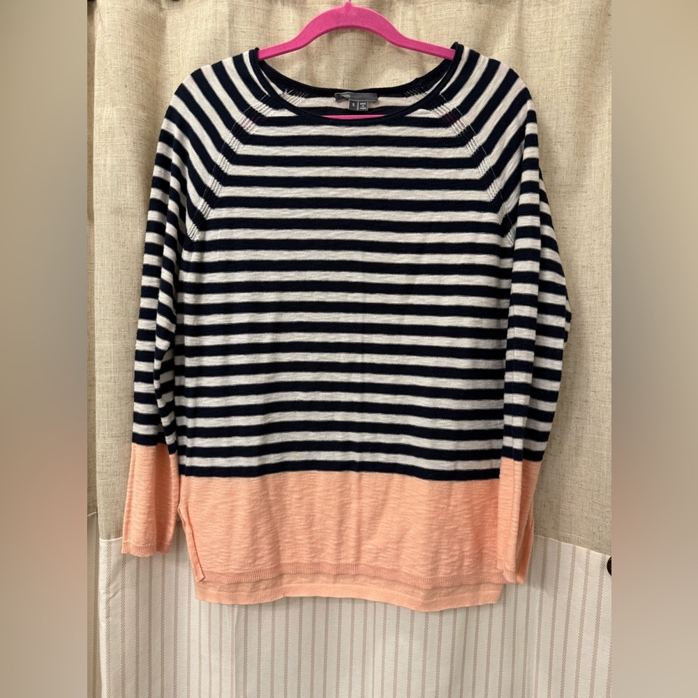 Vince Navy and Cream Striped Knit